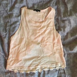Light pink open back crop top
